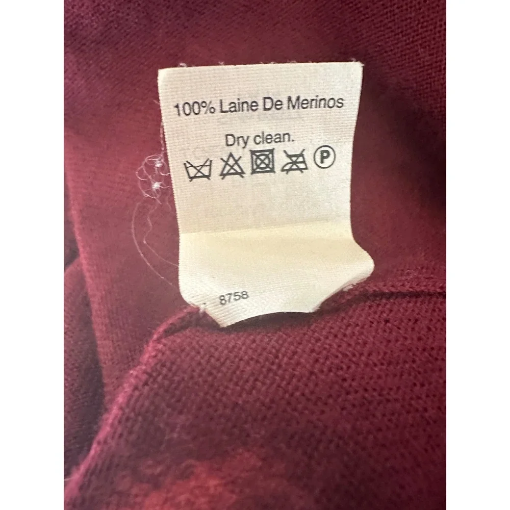 J.Crew Womens Merino Wool Crewneck Sweater S Burgundy Red 3/4 Sleeve Pullover